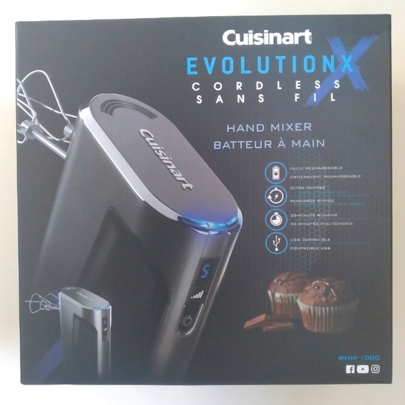 Cuisinart EvolutionX Cordless Rechargeable 5 Speed Hand Mixer RHM100C, Open Box - Picture 1 of 4